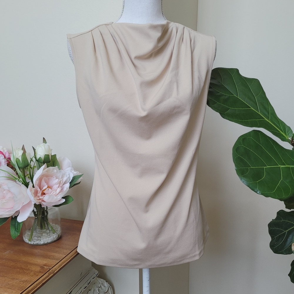 Ann Taylor Cowl Neck Ruched Short Sleeve Top
